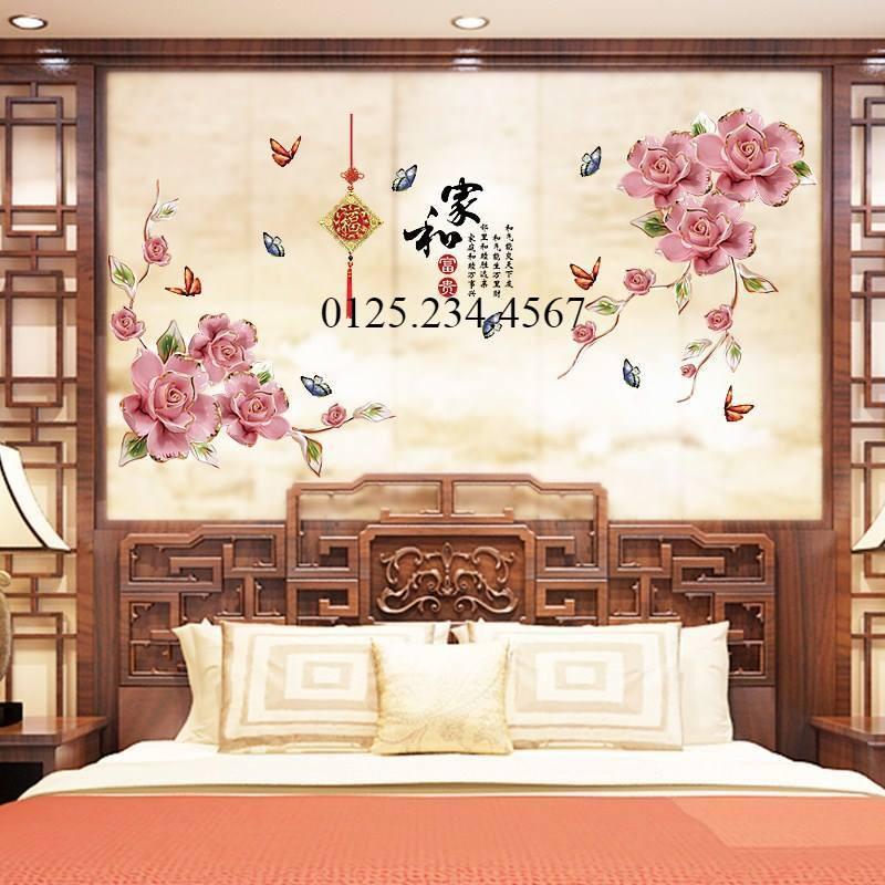 Decal dán tường Hoa hồng 3D HOT