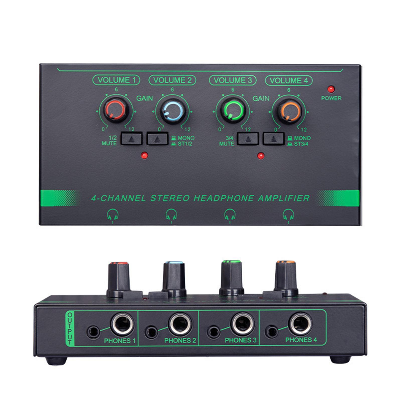 4 Channels Headphone Power Amplifier Multi Channel Headphone Splitter 5V 8 Headphone Jacks Metal Stereo Audio Amplifier for Mixer