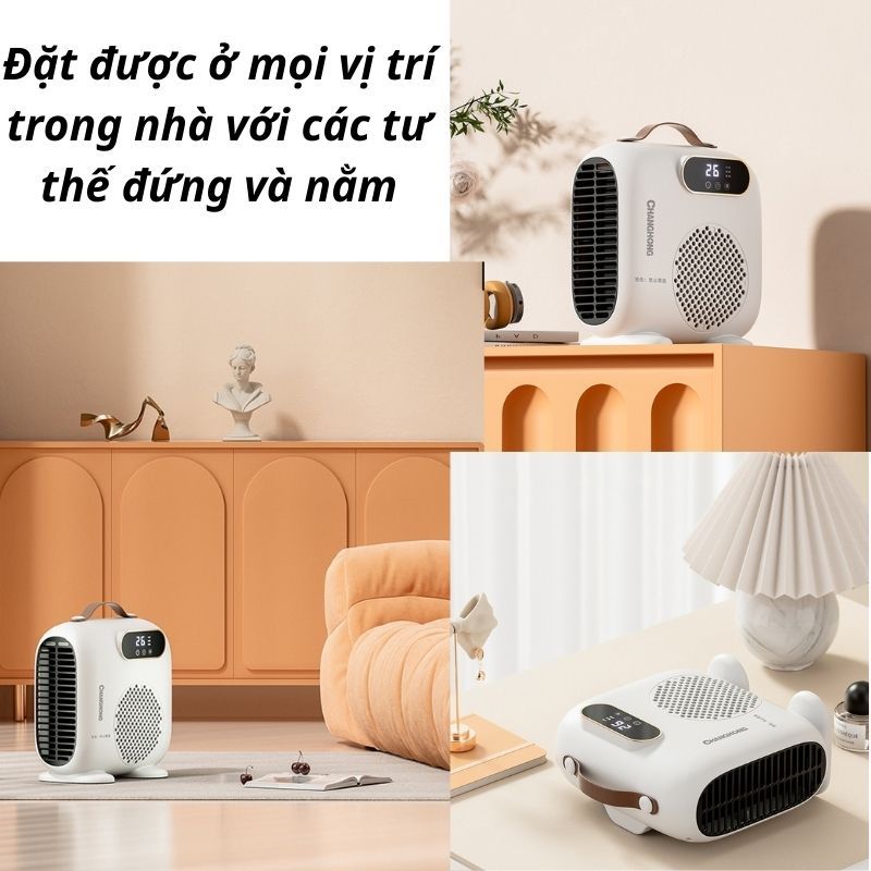 Quạt Sưởi Gốm Mini, Máy Sưởi Changhong 2000W Để Bàn Cao Cấp Làm Ấm Nhanh Sấy Khô Quần Áo Màn Hình Cảm Ứng Có Hẹn Giờ 3 Chế Độ Giúp Giữ Ấm Cơ Thể Chống Cảm Lạnh Trong Mùa Đông - Hàng Chính Hãng