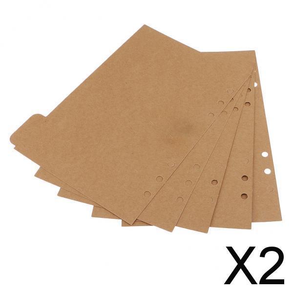 2x5 Piece A5 Kraft Tabbed Paper Planner Notebook Divider Index Page Brown