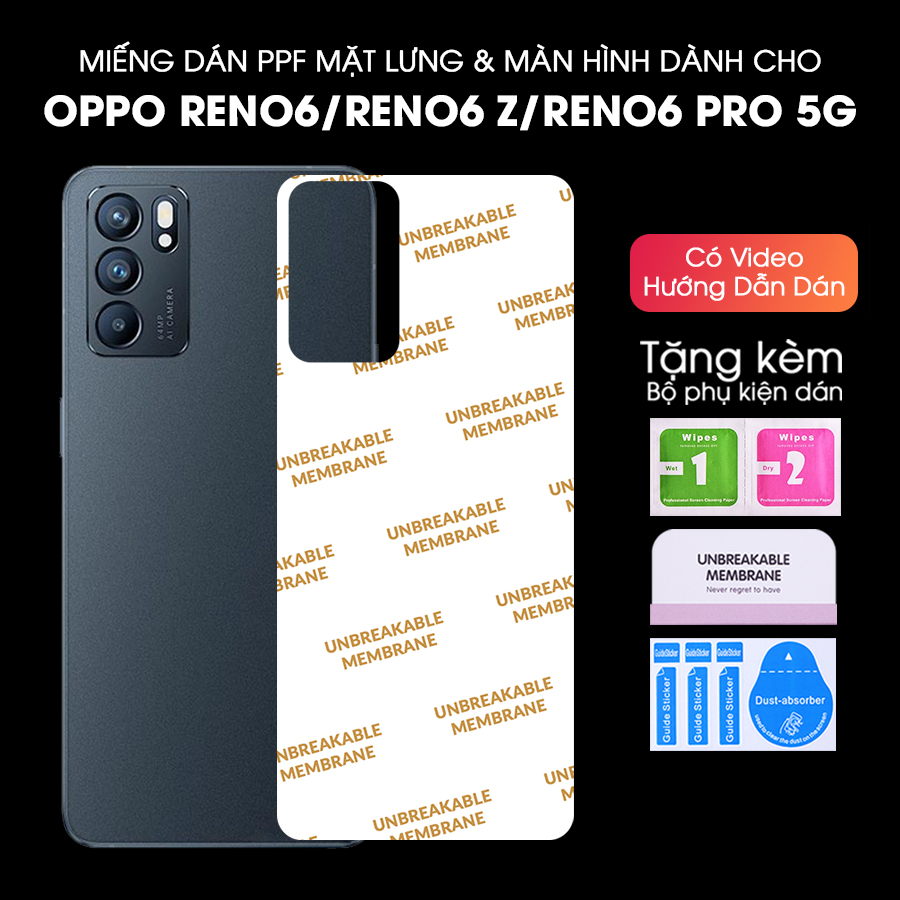 Miếng Dán Dẻo PPF Mặt Lưng, Màn Hình Mặt Trước Dành Cho Oppo Reno6/Reno6 Z/Reno6 Pro 5G Chống Trầy Xước - Handtown - Hàng Chính Hãng