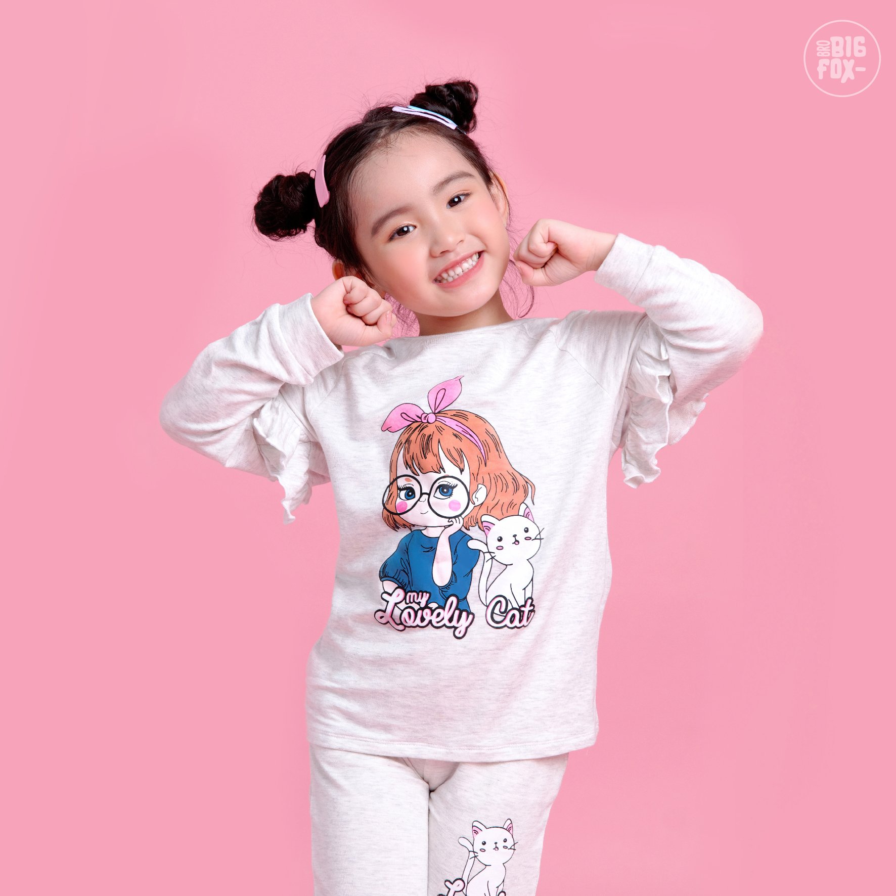 Quần áo bé gái BIGFOX - MISS MEOW thu đông, bộ dài tay cho bé phong cách Hàn Quốc size đại  Cô Gái và mèo 10 - 38 kg