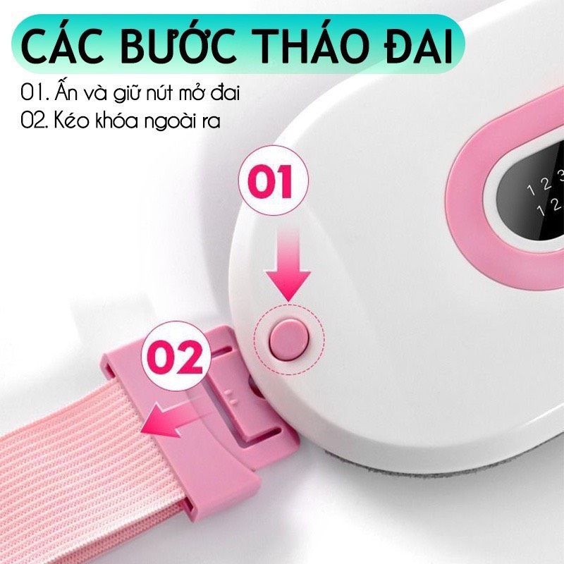 Máy Massage Làm Ấm Bụng Đai Đeo Giảm Đau Bụng Kinh Nguyệt, Điều chỉnh nhiệt độ bốn tốc độ sưởi ấm nhanh + massage rung
