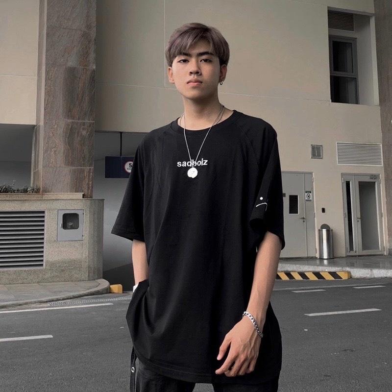 Áo thun unisex tay lỡ SADBOIZ SAD BOIZ SIGNATURE hình thêu mặt cười || Hany shop