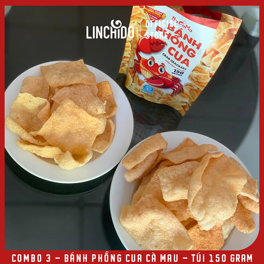 Combo 3 túi - Bánh phồng Cua Cà Mau - Túi 150 GRAM