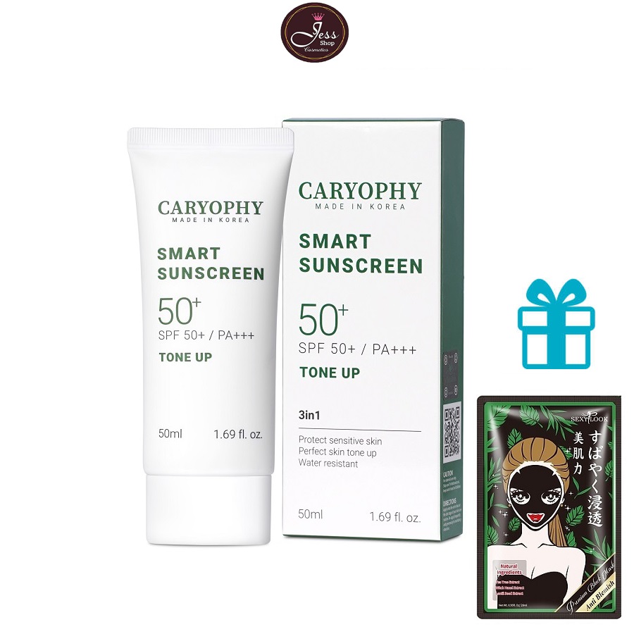Kem Chống Nắng Caryophy Smart Sunscreen SPF50+ PA +++ Tone Up 50ml (Tặng Kèm 1 Mặt Nạ Sexylook)