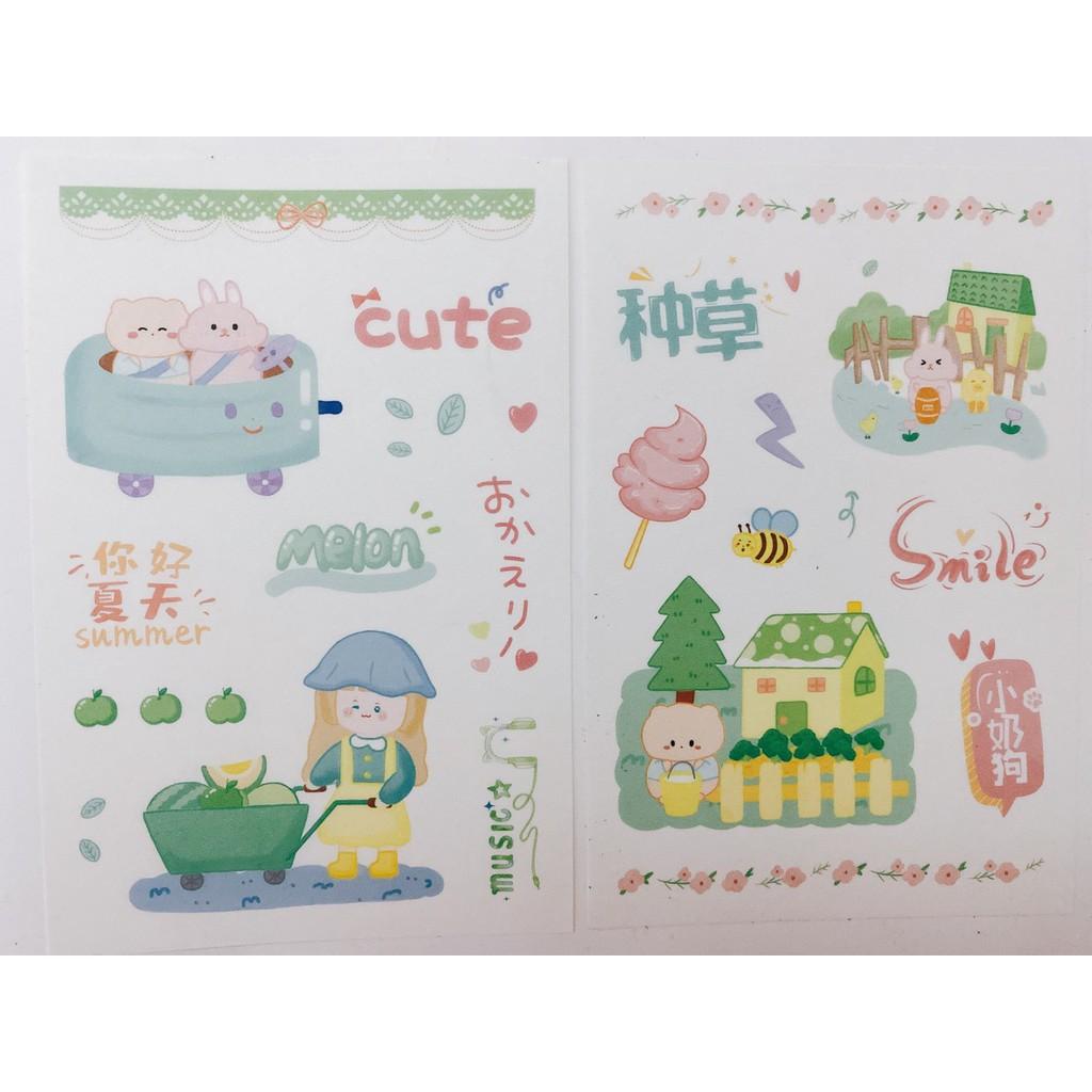 Bộ 6 miếng Sticker em bé làm vườn