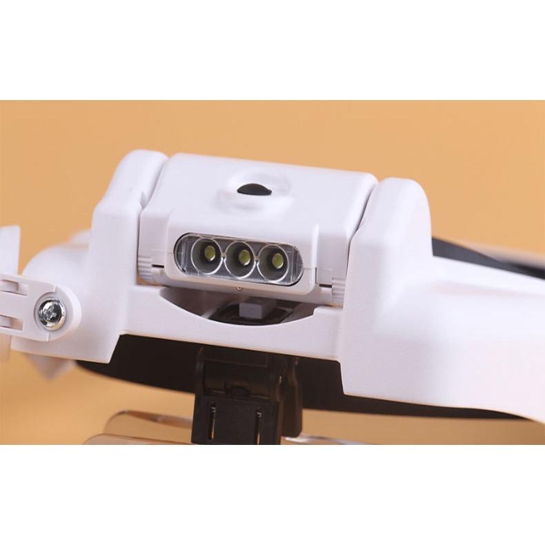 Bộ kính lúp sửa chữa đeo đầu có đèn v6
