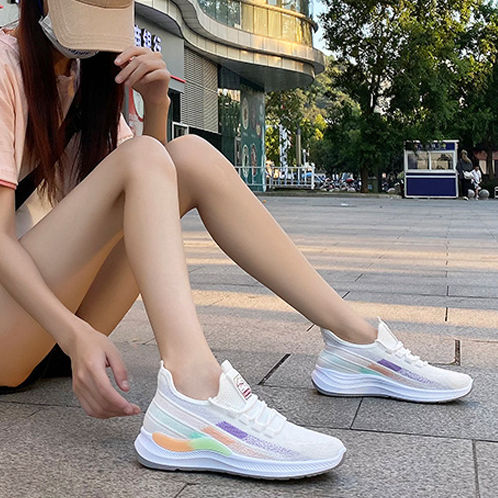 Giày thể thao nữ sneaker trắng đen thoáng khí êm chân chạy bộ đi chơi đi học tôn dáng siêu xinh buộc dây Phatdat V334