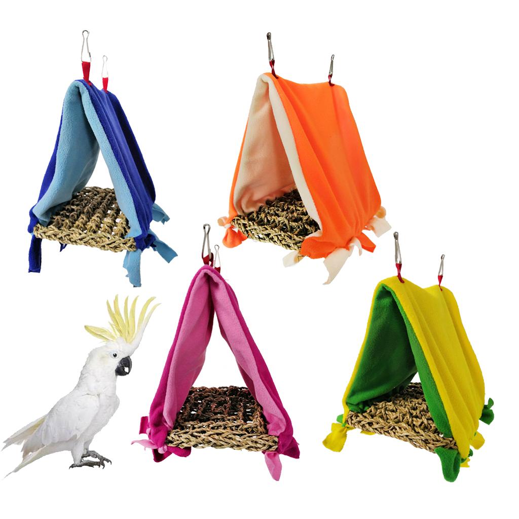 Bird Parrot Perch Tent Triangle Hammock Nest Bed Blue