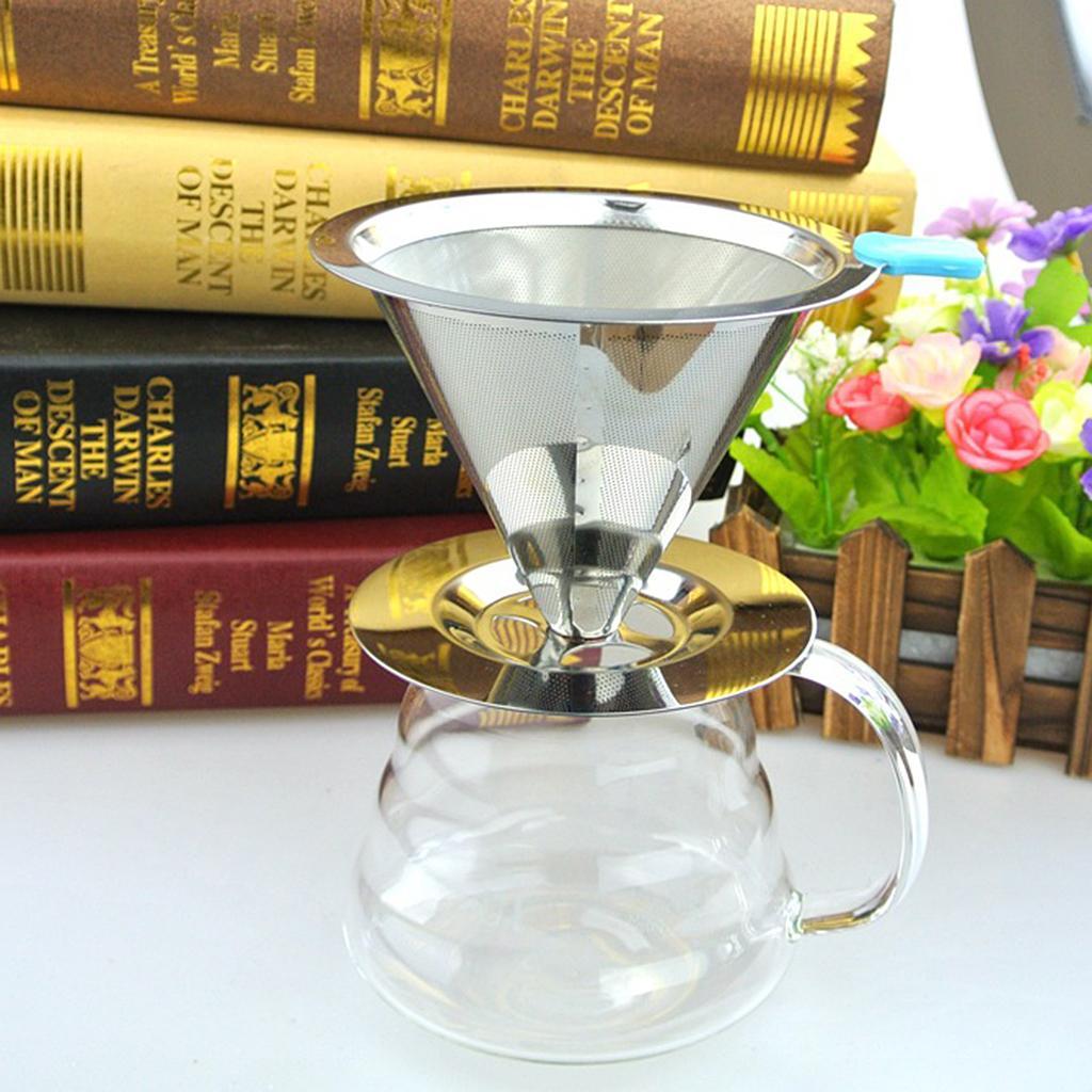 2x Stainless Pour Over Drip Mesh Coffee Tea Cone Filter Holder Maker #2 115mm