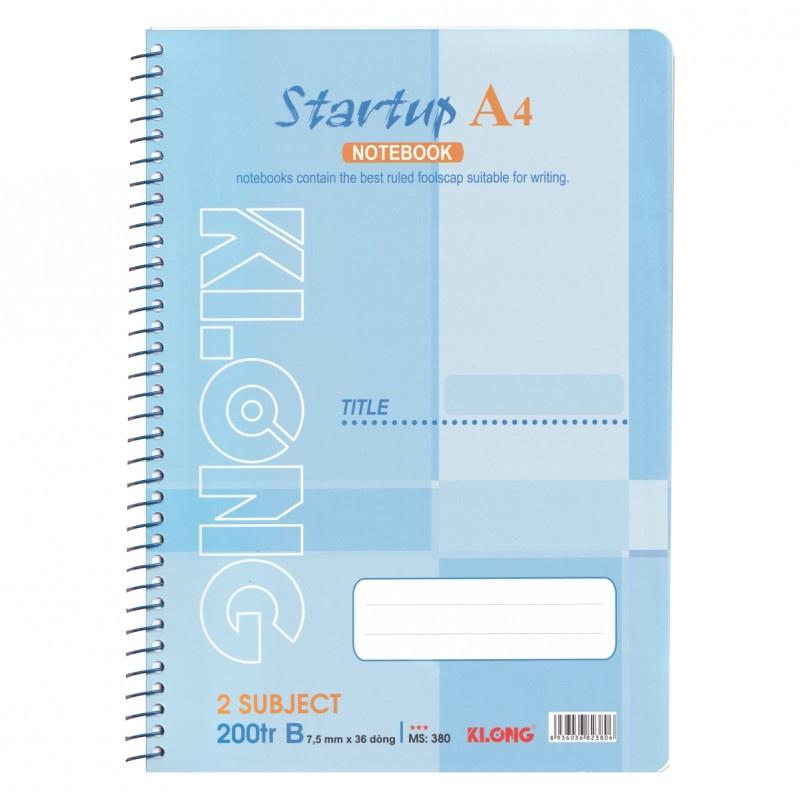 Sổ kẻ ngang lò xo đơn Startup KLONG A4 200 trang 58/92; MS: 380