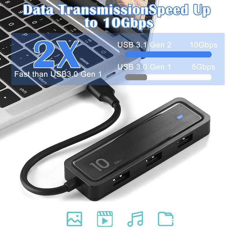 Bộ Chia 10 Gdps 6 Trong 1 USB Type-C Sang 4X USB 3.2 Gen 2 10Gbps Siêu Tốc Độ Cao SD 2.0 TF 2.0