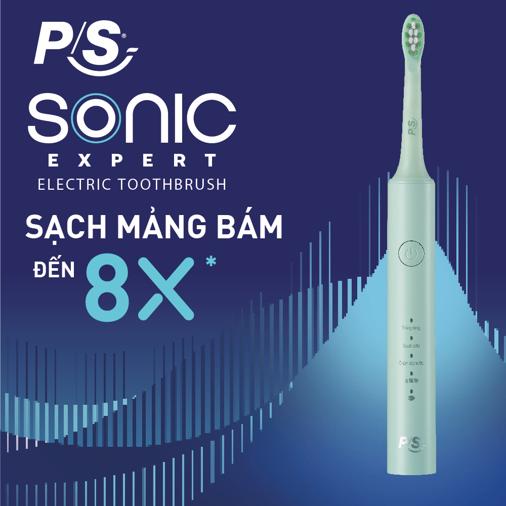 Bộ bàn Chải Điện P/S Sonic Expert Chuyên Gia Sóng Âm - Công Nghệ Sóng Âm, Chải Sạch Mảng Bám Tới 8X - Xanh Mint