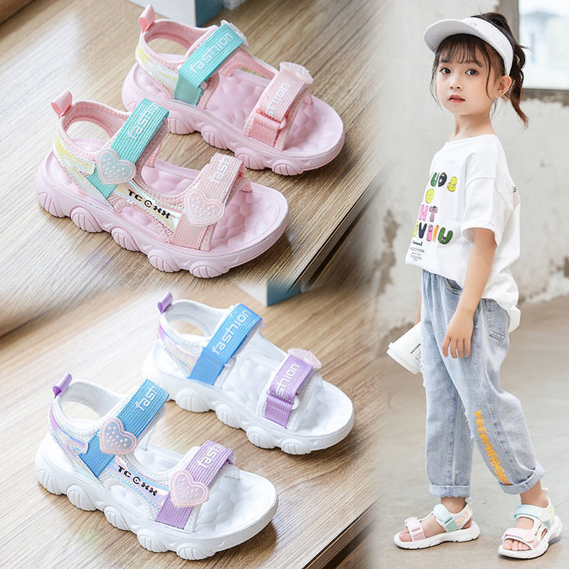 Xăng đan bé gái hình trái tim dễ thương Sandal đi học bé gái thoáng khí đế êm Mẫu mới THQ124