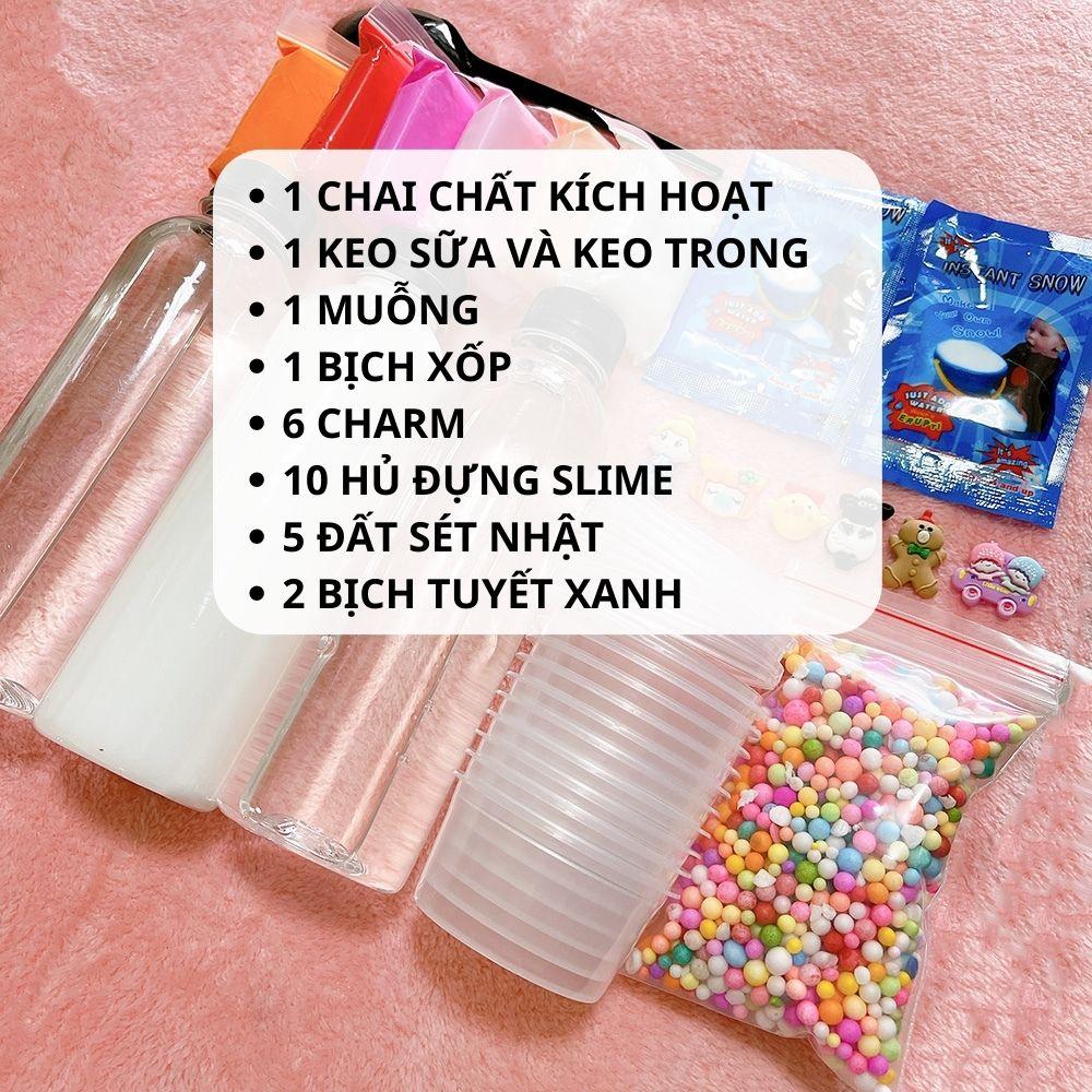 Bộ Kit Làm Slime Bơ Slime Mây Clear Slime Tổng Hợp Món Đầy Đủ Nhất - Tặng Kèm Charm