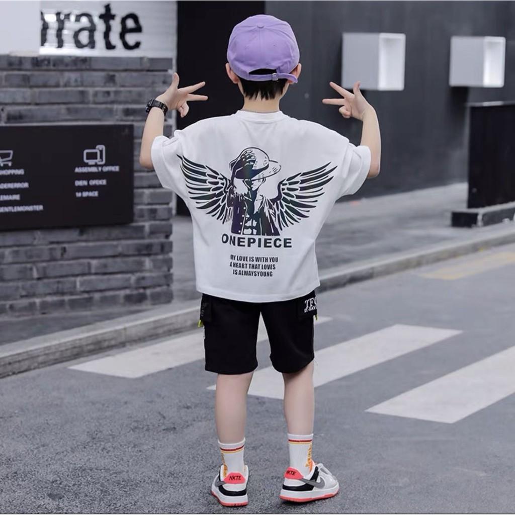 Bộ đồ bé trai Con Xinh cotton phản quang ANGEL, set quần áo trẻ em từ 5 đến 14 tuổi