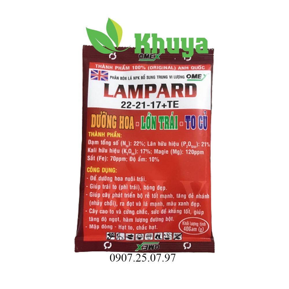 Phân bón NPK vi lượng LAMPARD 22-21-17+TE gói 40gr DƯỠNG HOA - LỚN TRÁI - TO CỦ