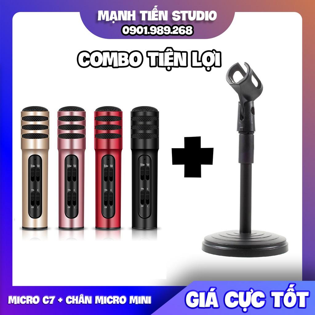 Bộ micro thu âm C7 hát karaoke, livetream fb, bigo + chân đỡ micro để bàn - giá rẻ nhất