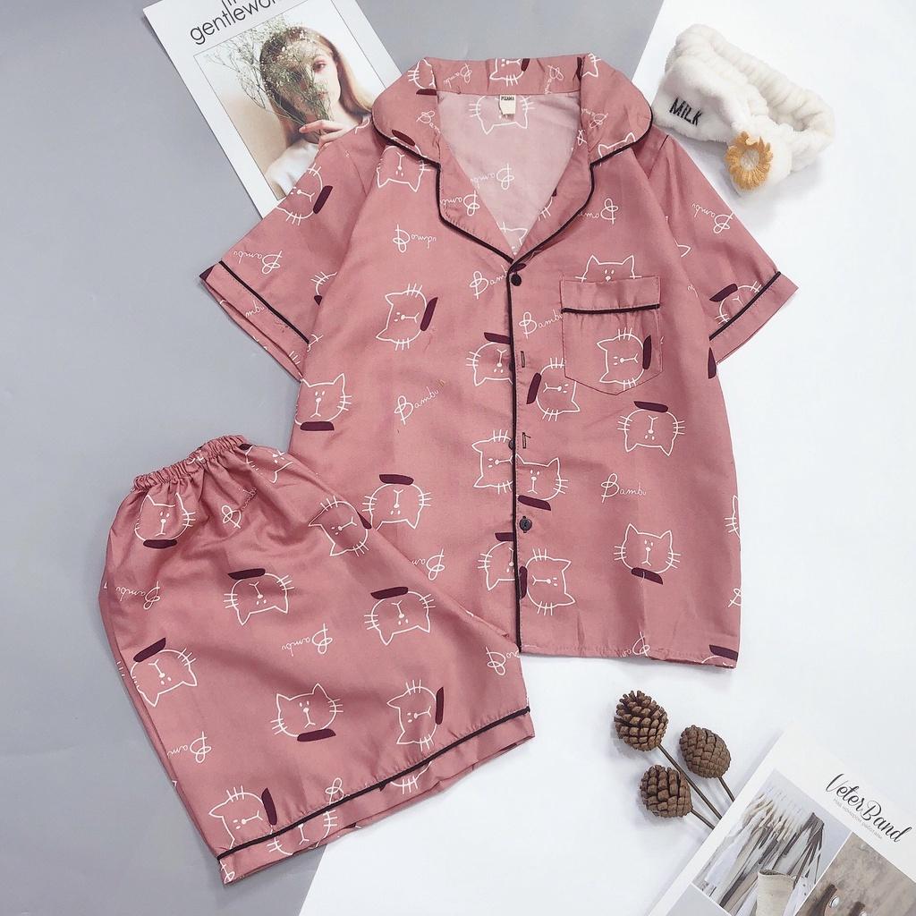 Đồ Ngủ Pijama Ngắn Cộc Tay Quần Đùi Chất Kate Cao Cấp Loại 1, Sét Đồ Bộ Nữ Đẹp Mặc Nhà Thoáng Mát