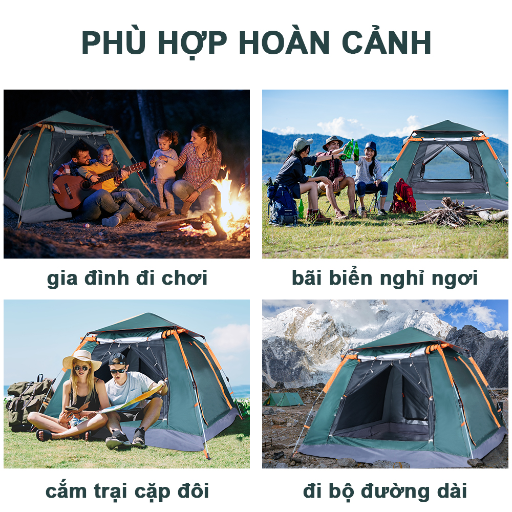 OneTwoFit Lều cắm trại tự bung , lều du lịch dã ngoại dành cho 4-6 người, chống thấm nước OT039801