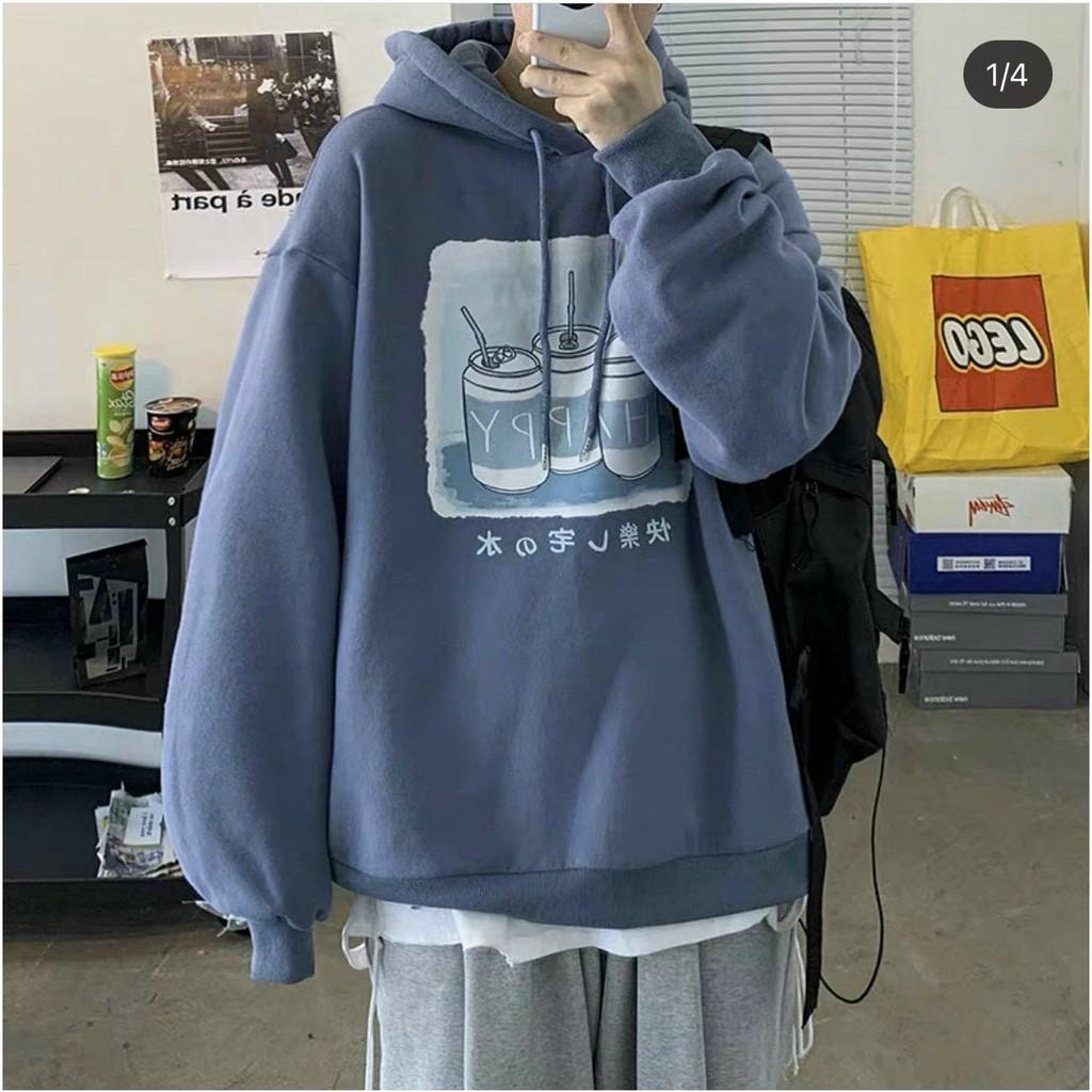 Áo Hoodie 3 Lon Nước HAPPY Form Rộng Tay Phồng Y Hình