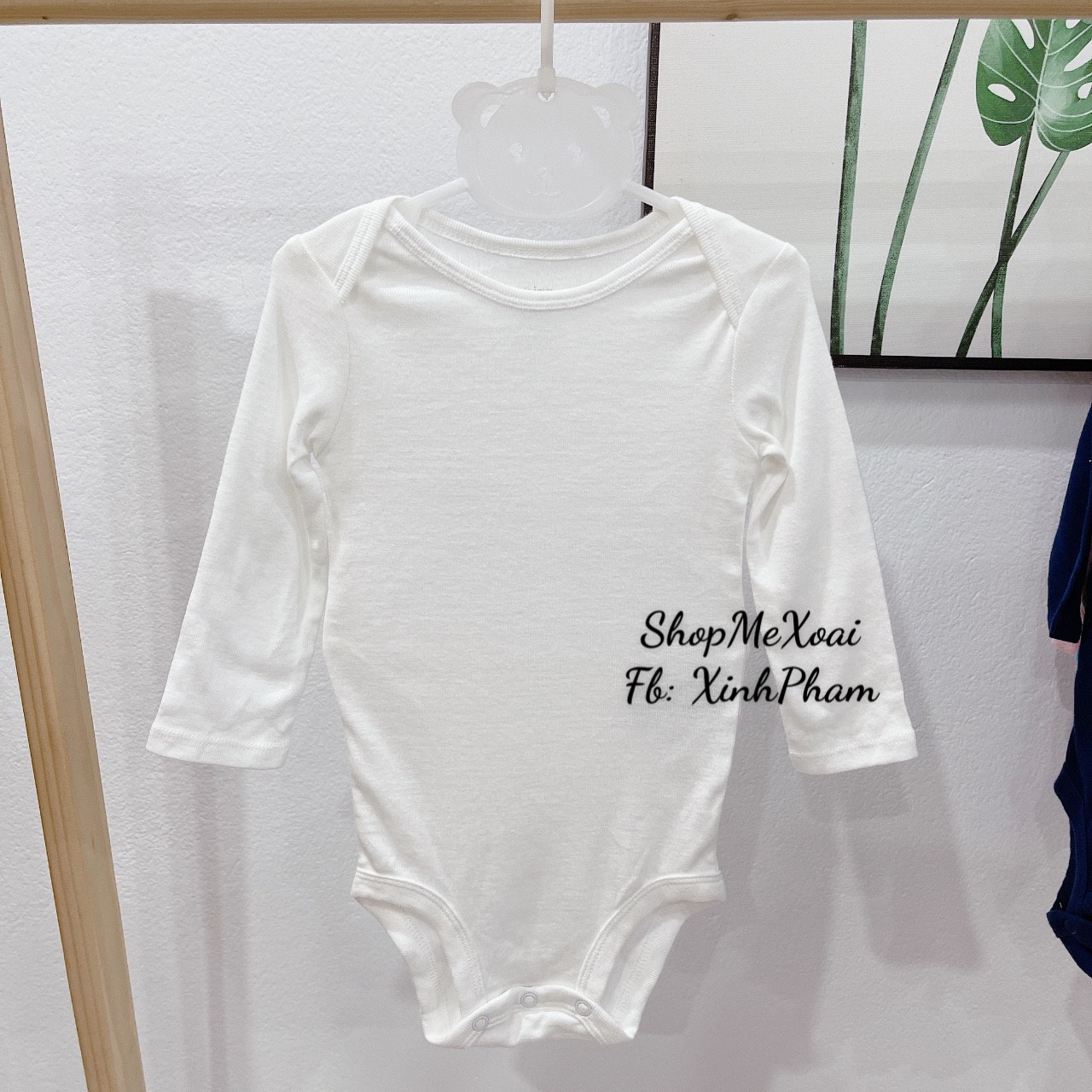 Body chip dài tay trắng trơn xuất dư xịn cho bé, vải 100% cotton mềm mại size sơ sinh đến 24M