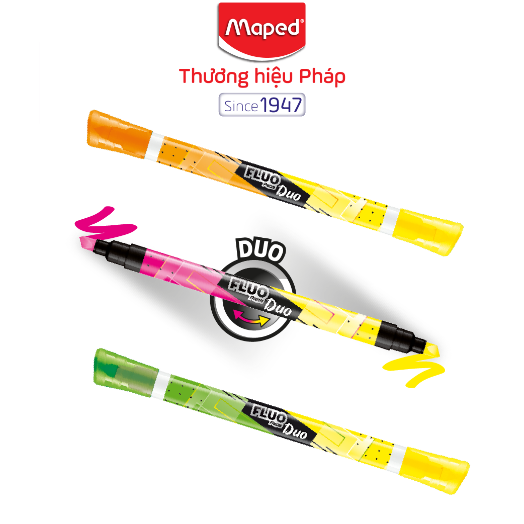 MAPED - Dạ quang 2 đầu Fluo'peps Duo - 1 cây [Chính hãng