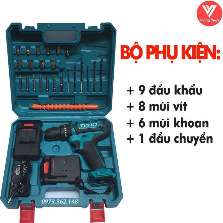 Máy Khoan Pin MAKITA 24V Có Búa, Khoan bắt vít cầm tay 27 phụ kiện