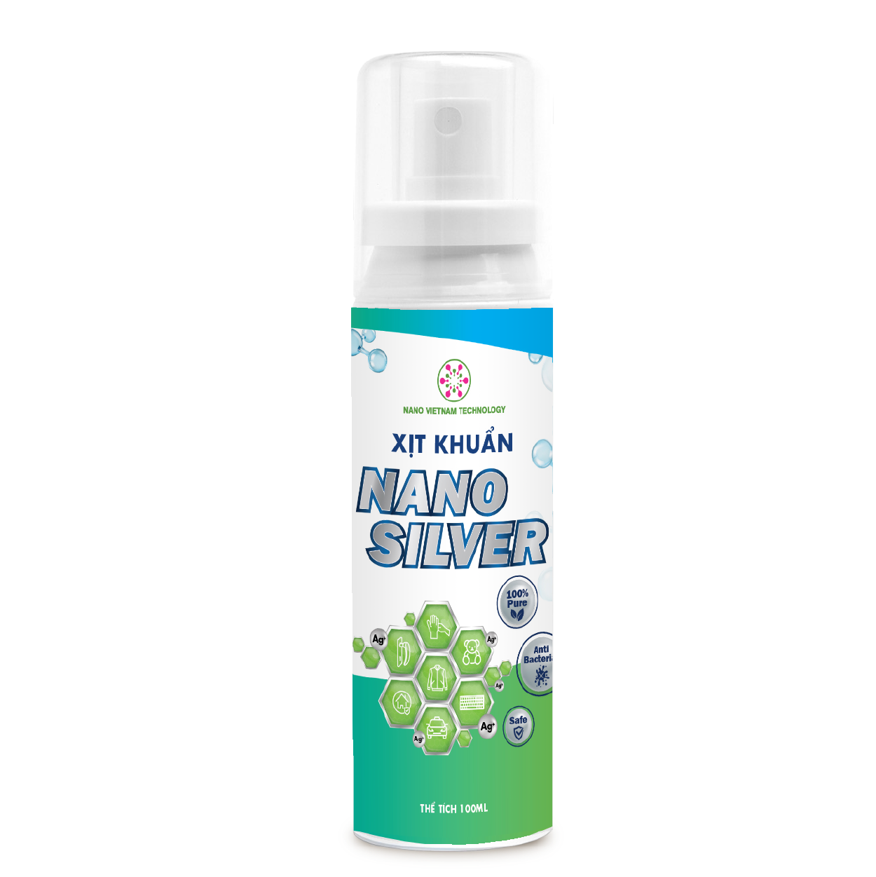 Chai xịt kháng khuẩn, diệt khuẩn, khử mùi Nano Bạc (Nano Silver) loại bỏ mùi hôi, vệ sinh tay chân cơ thể, vật dụng gia đình, cá nhân 100ml