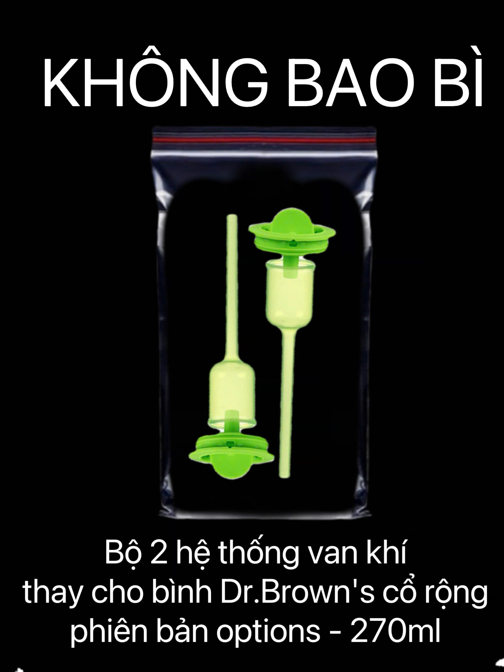 [ Phiên bản Options - WR203 - Cổ rộng ] Bộ 02 phụ kiện hệ thống van khí cho bình sữa Dr.Brown's phiên bản Options 270ml