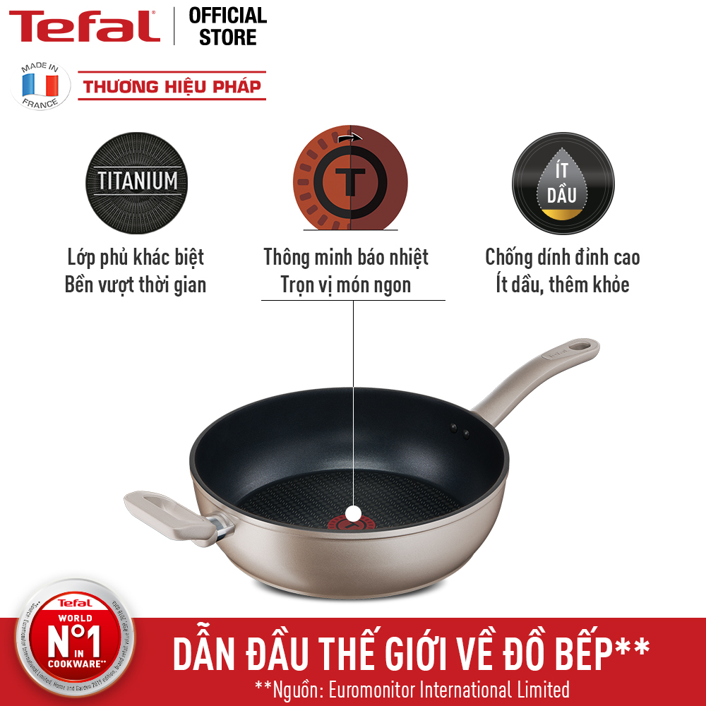 Chảo sâu lòng chống dính đáy từ Tefal Sensations 28cm dùng cho mọi loại bếp - Hàng chính hãng