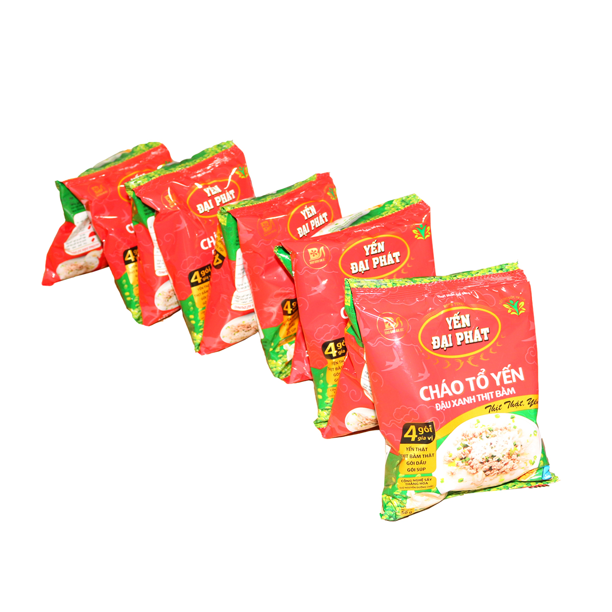 [Thùng 30 gói x 50gram] Cháo Tổ Yến Đậu Xanh Thịt Bằm - Yến Đại Phát , 4 gói gia vị, ăn liền, tiện lợi.