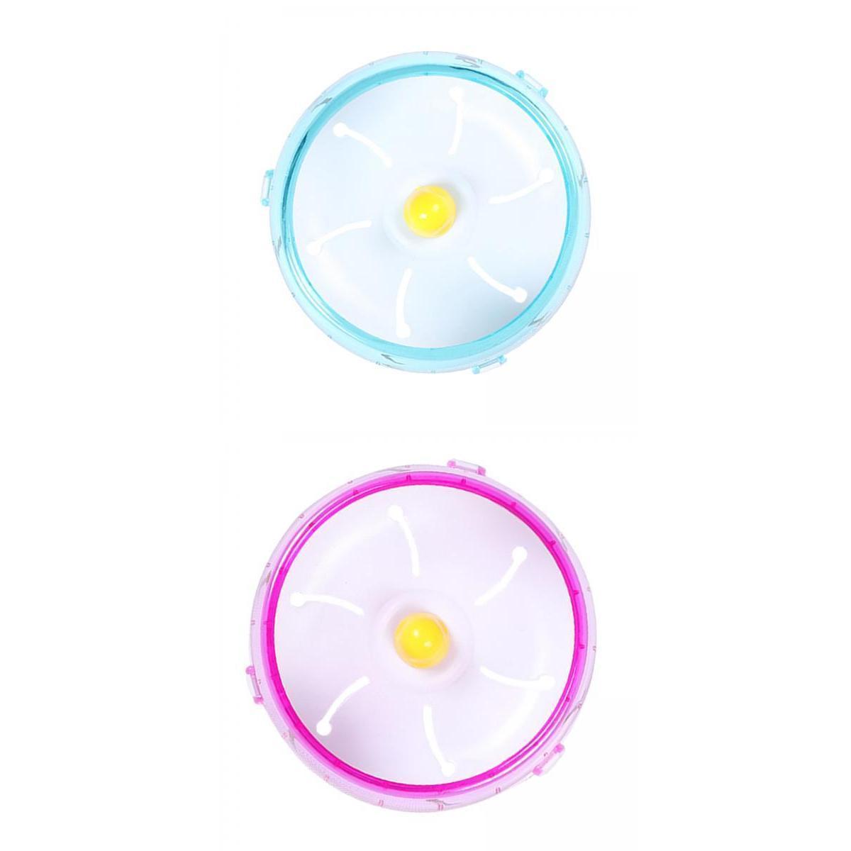 2 PCS Plastic Running Disc Spinner Hamster Exercise Wheel Pink Blue 17.5cm