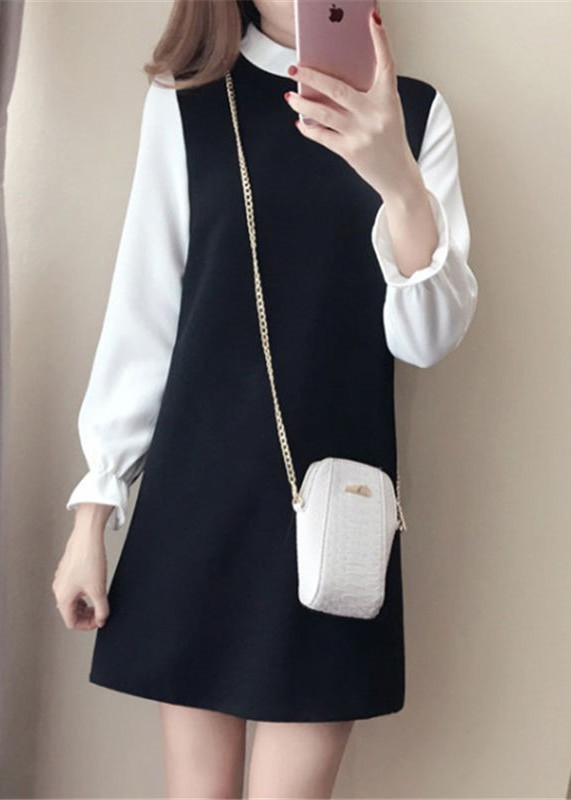 Đầm suông phối sơ mi dv48
