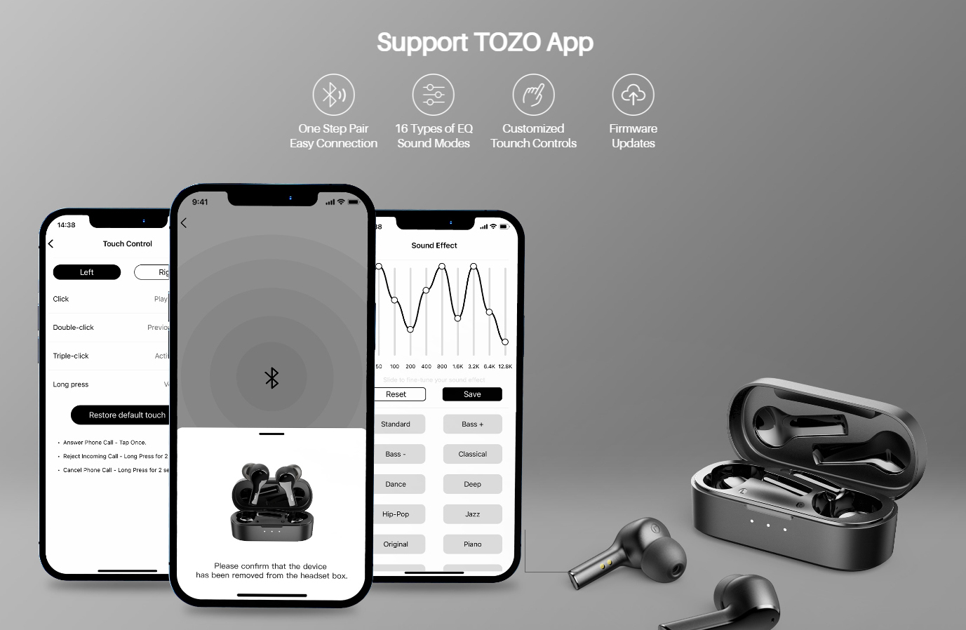 TOZO T9 S, Tai nghe bluetooh, Tai nghe nhét tai không dây, Tai nghe True Wireless, Bluetooth 5.3, chống nước IPX7, tai nghe TWS - Hàng chính hãng