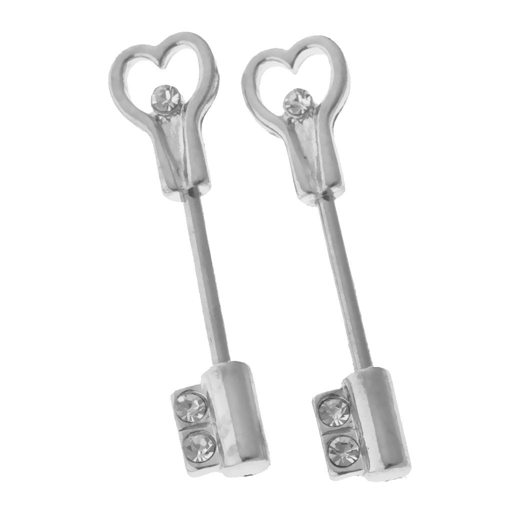 1 Pair Crystal Heart Nipple Bar Ring Stainless Steel Body Piercing Jewelry