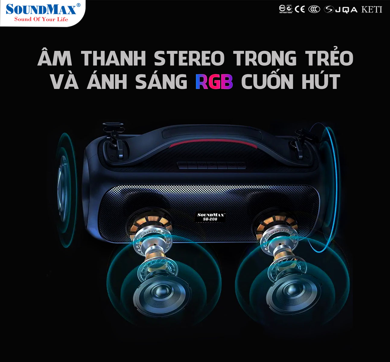 Loa Di Động Bluetooth SoundMax SB-208 - Hàng Chính Hãng - Bảo hành 12 tháng