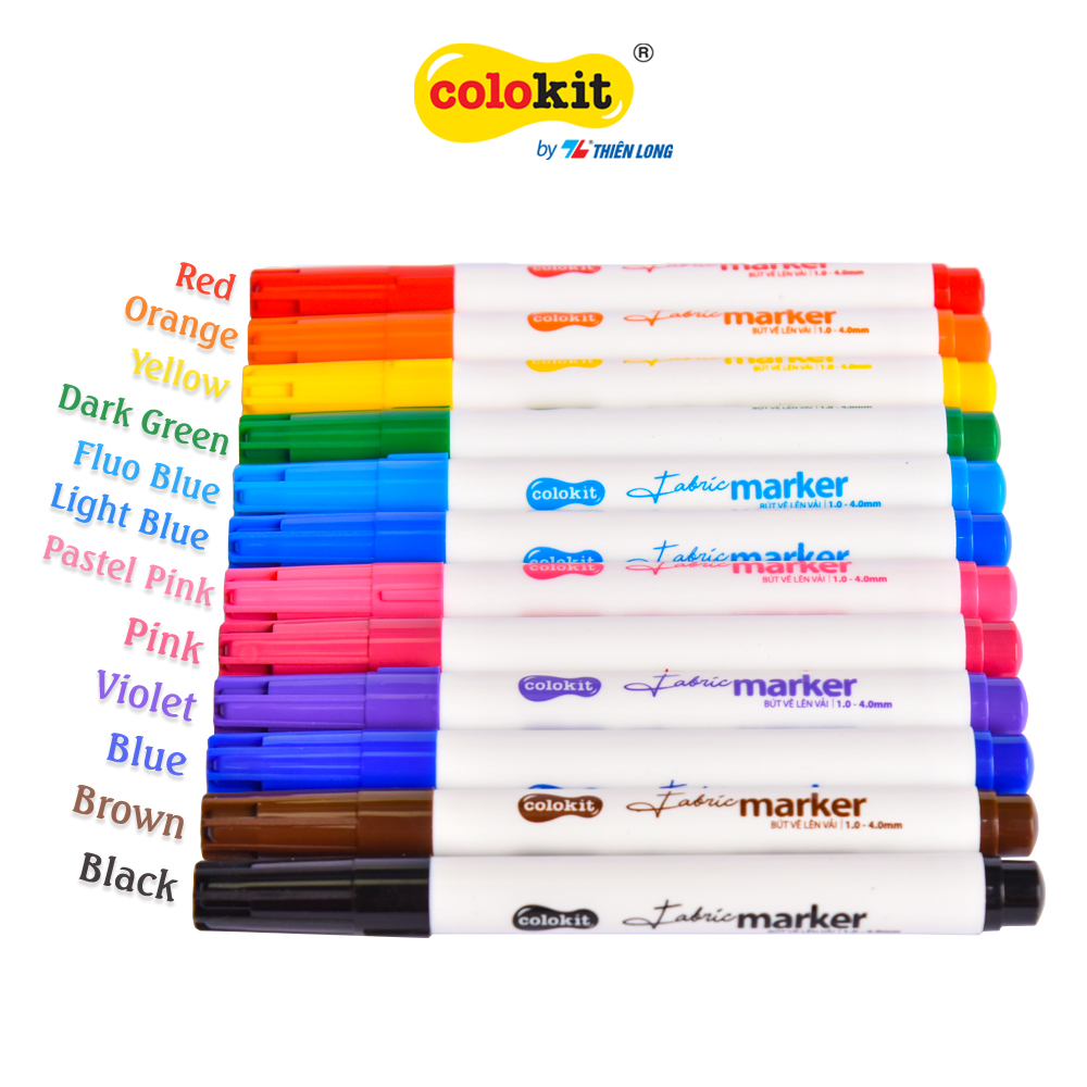 Bút vẽ lên vải 12 màu Fabric Marker Thiên Long Colokit FM-C002