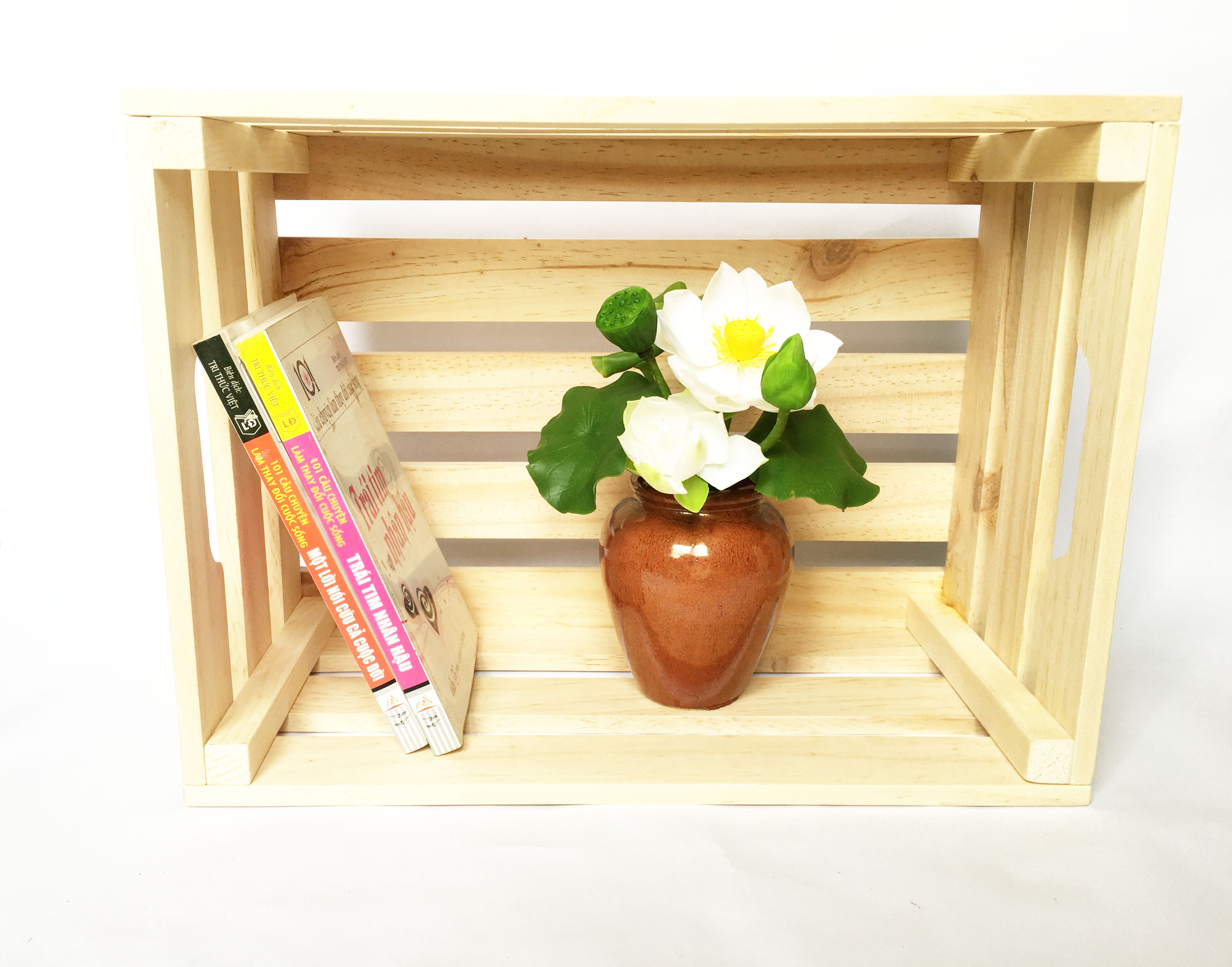 Combo 3 Thùng gỗ Pallet 3 size S-M-L  đựng đồ trang trí homestay- Kệ decor đa năng