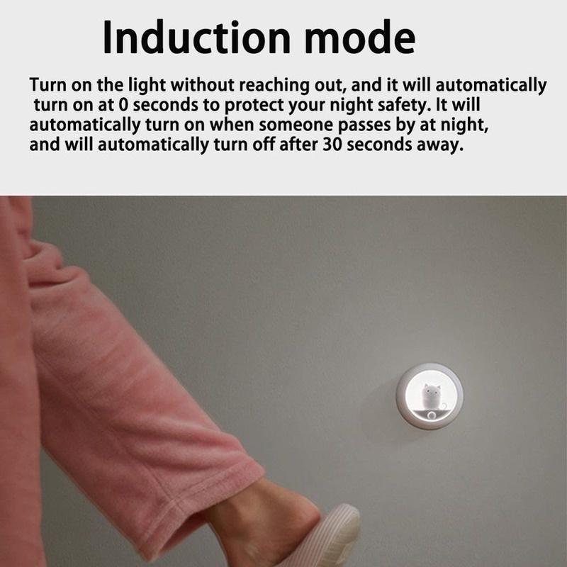 Đèn Led Tròn Cảm Biến Chuyển Động LUKEN Hình Mèo Kèm Sạc Usb Tiện Dụng