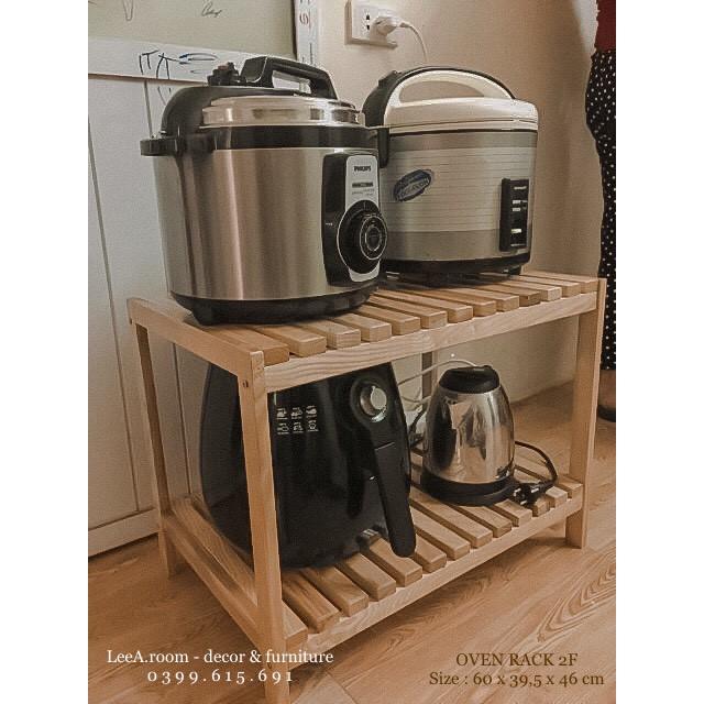 KỆ ĐỂ LÒ VI SÓNG 2 TẦNG KIỂU HÀN - OVEN RACK 2F - MÀU GỖ TỰ NHIÊN