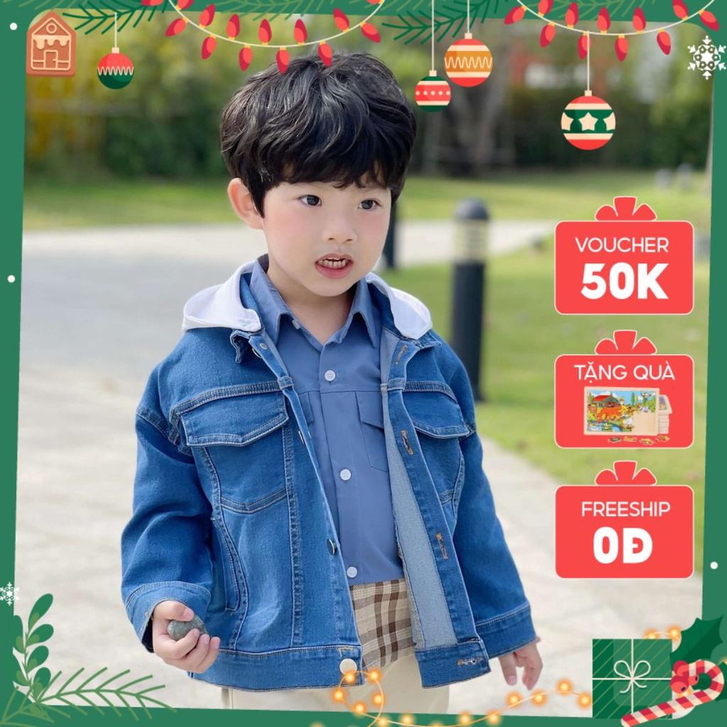 Áo khoác có mũ chất jeans bò mềm cho bé trai Magickids Áo khoác mùa đông trẻ em giữ ấm AO21016