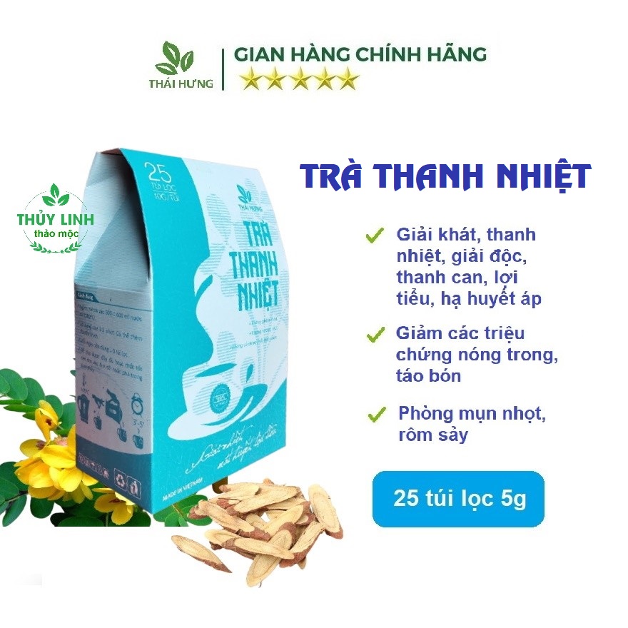 Trà Thanh Nhiệt Thái Bình Giải nhiệt, mát huyết, lợi tiểu - 25 túi lọc x 10g