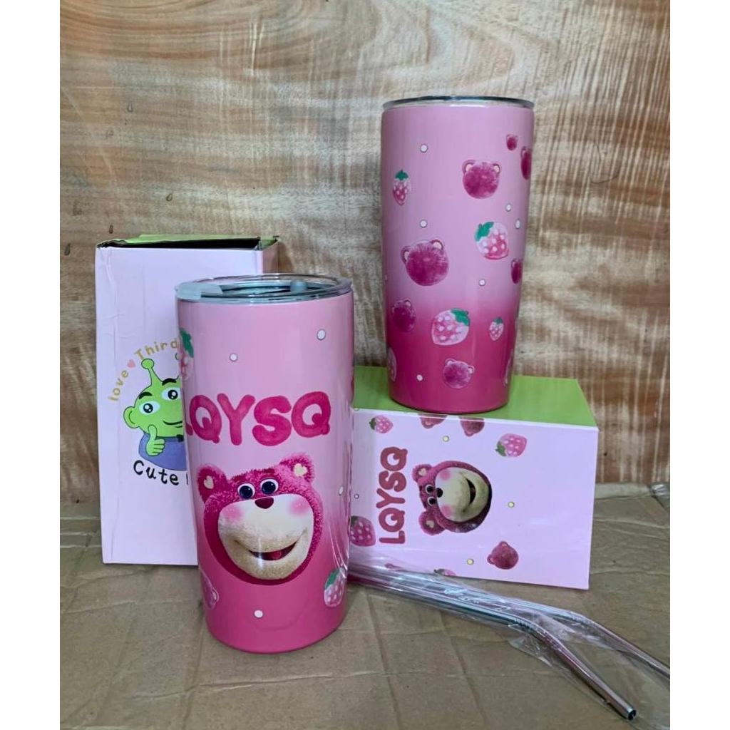 LY GIỮ NHIỆT NÓNG LẠNH HÌNH GẤU LOTSO ĐÁNG YÊU , MÀU ĐẸP MẮT KÈM ỐNG HÚT PHIÊN BẢN MỚI 600ML CHẤT LIỆU INOX 304