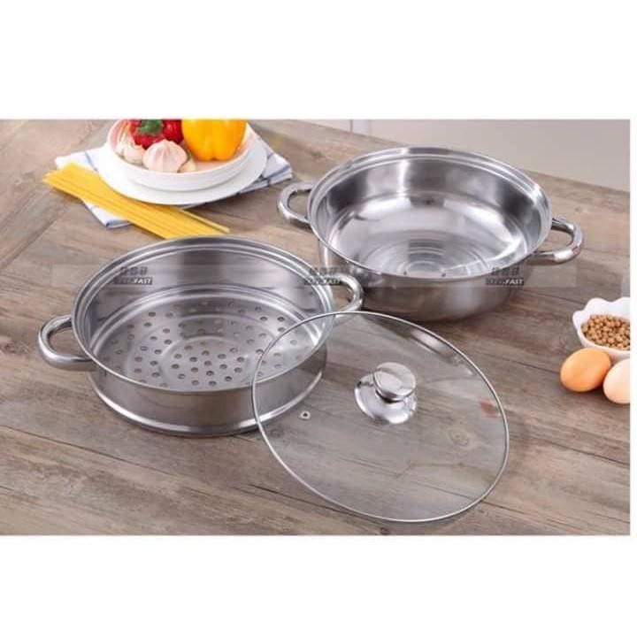 Nồi lẩu kèm xửng hấp inox 2 tầng đa năng