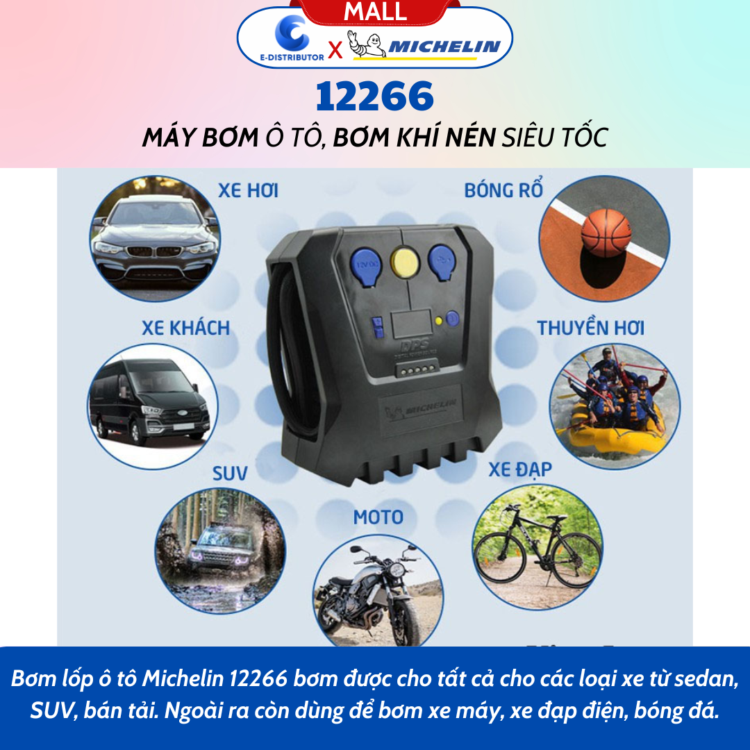 Máy Bơm Ô Tô, Xe Hơi Đa Năng Michelin 5818 (180w) - 12314 (360w) - 12316 (220w) - Hàng Chính Hãng - Bảo Hành 6 Tháng