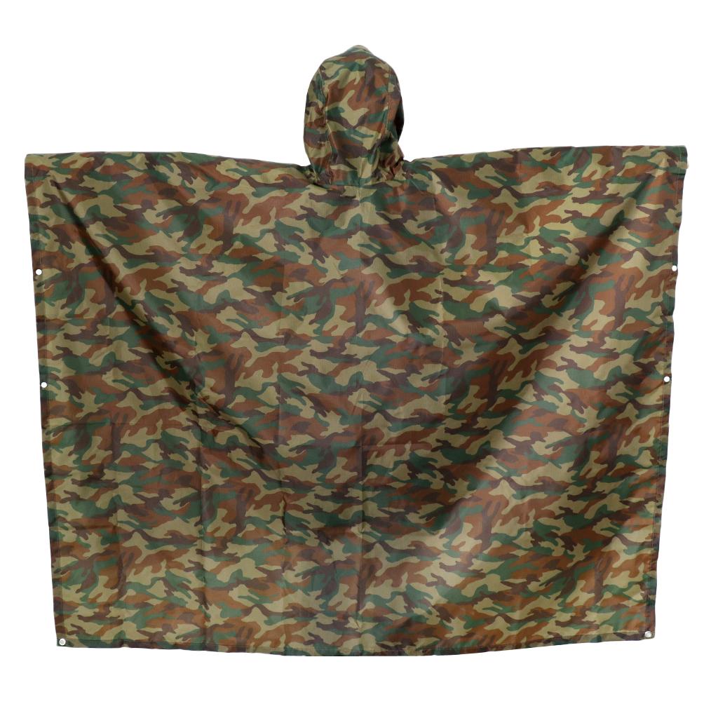 Outdoor 3in1 Raincoat Poncho Backpack Rain Cover Tent Mat Waterproof Orange