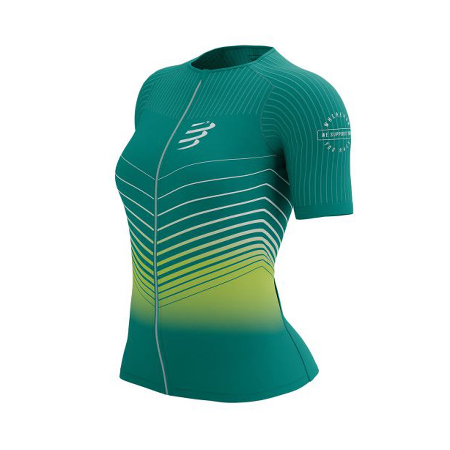 Áo Chạy Bộ Nữ Compresport Tri Postural Aero SS Top - Columbia/Evening Primrose