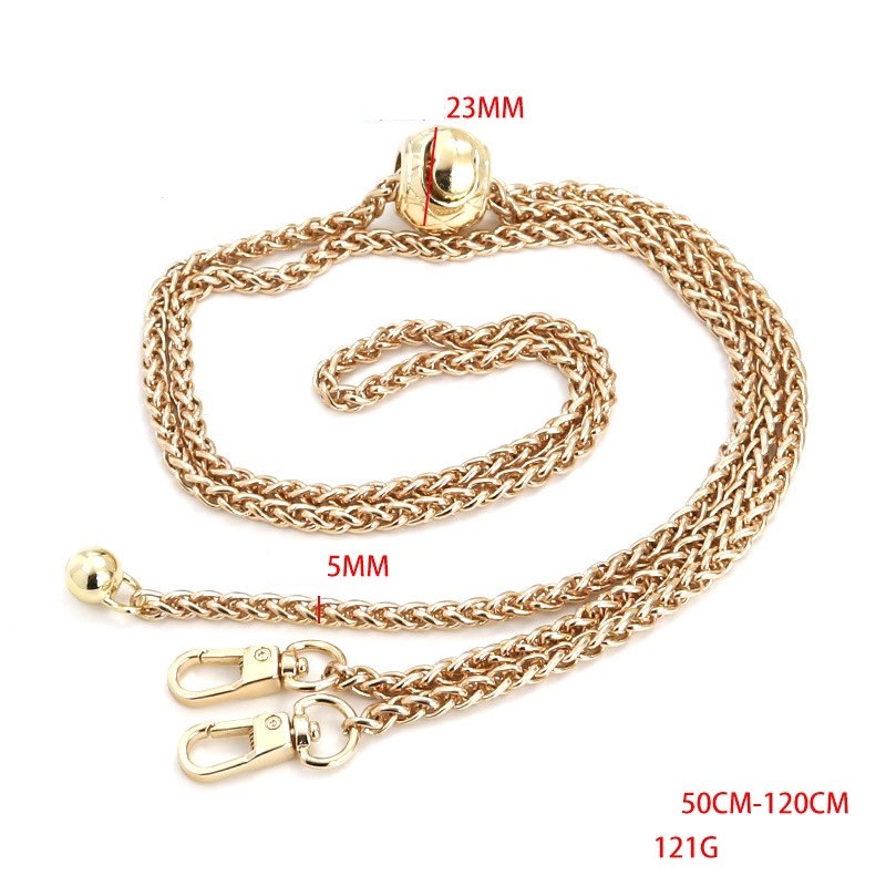 Dây da phối xích co giãn tốt, tự điều chỉnh độ dài theo ý, dây túi đeo vai túi xách quai túi hoặc xích không kèm da